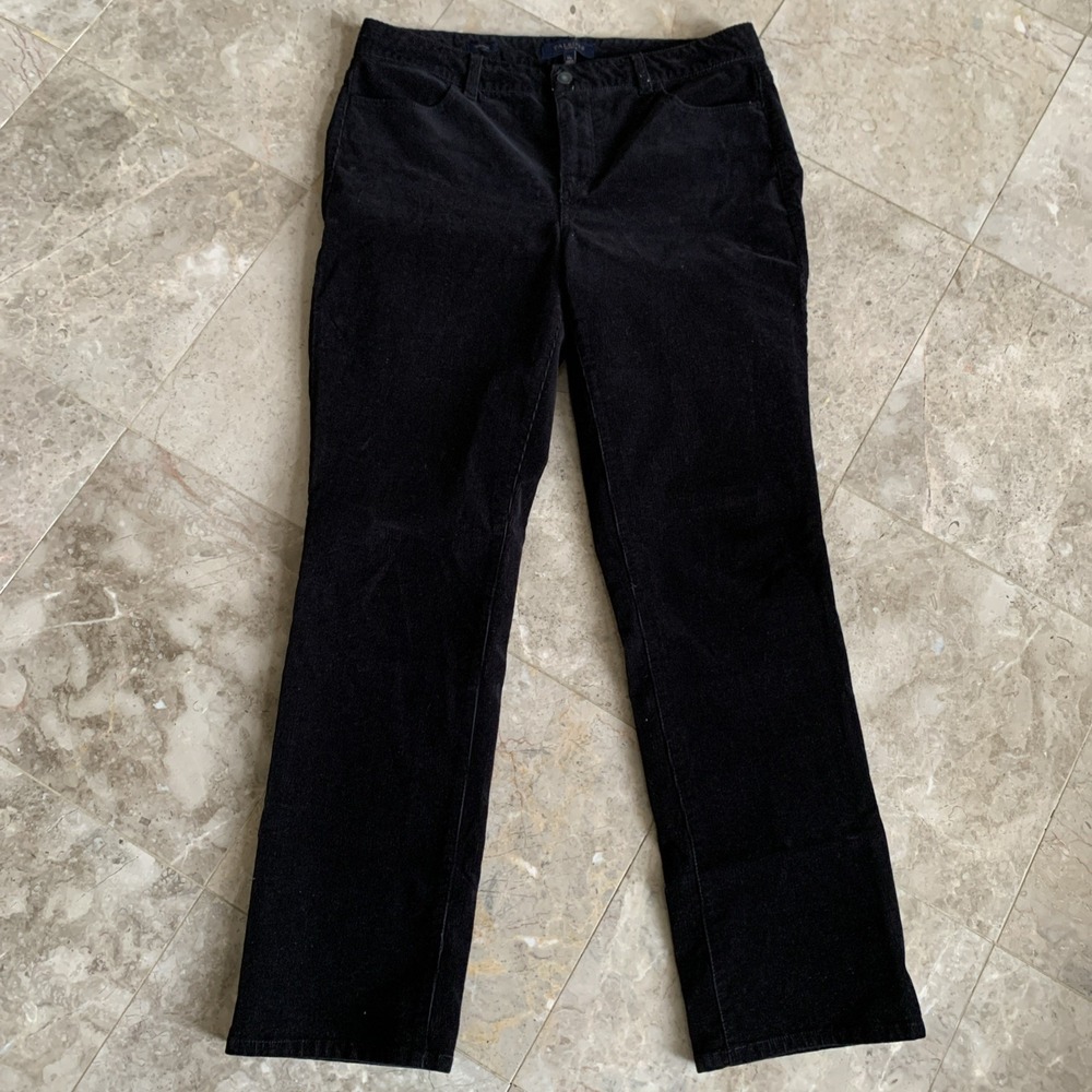 Talbots Corduroy Pants Womens 12P Black Heritage Straight Stretch Cotton Blend